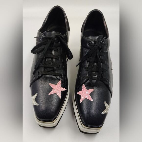 Stella McCartney Leather Elyse Star Platform Trainers Sneakers Sz 38 - Picture 7 of 16